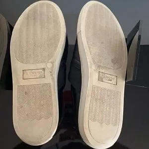 ?LANVIN BLACK LEATHER SLIP-ONS ?WITH LANVIN DEBOSSED LOGO? Lanvin | Shoes | Lanvin Black Leather Slipons With Lanvin  main image 4